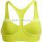 Yellow color sport bra with deep v neck design for leaies