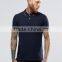 Short Sleeve Button Placket Collar Cuff Red Tip Design Men's 100% Cotton Breathable Pique 200g Casual Slim Navy Polo Shirt