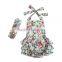Wholesale Boutique Baby Girls Floral Prints Pretty Kids Summer Backless Rompers With Headband