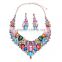 Fashion big crystal water drop gems necklace jewelry sets