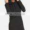 Casual Sweatshirt Dress Black Plain Womens Longline Pullover Hoodie Slim Fit Cotton Fleece Hoodie Dress Wholesale