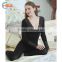 Hsz-TU005 V-neck Nylon Lace Top Ladies Winter Thick Underwear Wholesale Female Thermal Underwear