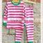 Wholesale winter children pajamas thick stripe long sleeve pants pajamas