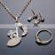Music Note Bride Wedding Jewelry Set Crystal Women Necklace Earrings