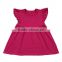 Summer girls plain style rose red boutique party dress sleeveless crewneck daily wear casual dress baby wholesale cheap clothes
