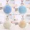 Popular handmade artificial fur pompon keychain much color fluffy ball bag hang promotion gift