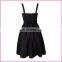 single color strap off-shoulder belted back bowknot evening dress