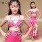 ET-135 Newest arrival satin beaded children belly dance costume with bra and belt set