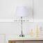 European design bedroom decoration white barrel lampshade silver metal table lamp for salon