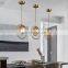 Tonghua Vintage LED Round Glass Shell Plastic Lamp Holder  Metal Ring Pendant Light Modern Gold Home Ceiling Lamp