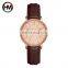 HANNAH MARTIN HM-1072 Women's Simple Quartz Watch Rhinestone Watch Round Leather Strap Women Wristwatches