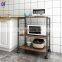 Custom Made Modern Black French Movable Wood Design Small Kitchen Islands Spice Storage Trolleys With Wheels