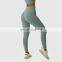 Custom High Waist Seamless Yoga Breathable Pants Ribbed Women Butt Scrunch Sports Pants