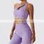 Sexy Hollow One Shoulder Printed Yoga Bras Women Custom Logo Backless Sports Tube Tops