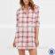 Wholesale Girls Classic 100% Cotton Plaid Button-Down Nightdress Pajamas