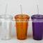 BPA Free double wall plastic cups with straw double wall tumbler - 16OZ