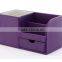 Pu Faux Leather tidy tray pen pot desk orgainser hot sell brush pot multifunction PU leather pen desk organizer