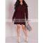 plus size drawstring waist shirt casual dress burgundy