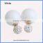 Wholesale Fashion Crystal Pave Beads & Imitation Pearl Double Round Ball Stud Earrings CTBE16-CP01