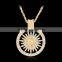 Hollow Out Long Chain Necklace Sun Flower Round Gold Plated Rhinestone Pendant Necklace for Women Jewelry Gifts