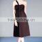 2015 One Shoulder Knee Length Chiffon Chocolate Bridesmaid Dress HA-142