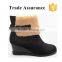 ladies fur lined wedge heel boots fashion brand ankle boot brown