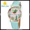 WJ-5395 green plants face trendy 2016 new design factory direct women wrist watch