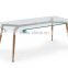 Glass dining table with 4 chairs in wooden transfer finishing