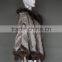 Women Winter Outwear Genuine Raccoon Fur Trim Cape with hood/tassels/poncho