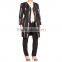 China Woman Wholesale Black Geometric Print Fitted Long Sleeve Coat