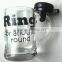 Wholesale drinking personal pattern design handle glass beer mug with bell