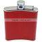 Stainless steel hip flask set with leather