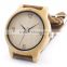 Hot selling natural pure bamboo wooden watches wiht leather strap for men and women