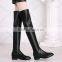 Real Leather Shoes Over Knee Shoes Low Heel 2015 CP6691