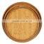 Family Custom Color Painting Round Bamboo Wooden Tray Charger Plate