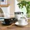 4-Piece Stackable Espresso Coffee/Tea Cup Set white and black Fine Porcelain with Metal Stand two type in stock