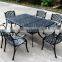 2016 Best Selling 7-Piece Cast Aluminum Rectangle Outdoor Dining Set, Black Sand