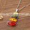 Egg earring and statement necklace set 3pcs gold amber with alloy jewelry