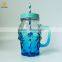Skull shape mason glass jar mug with lid and straw