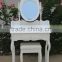 French Style White Wooden Dressing Table with Stool and Mirror