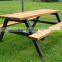 Arlau outdoor park wooden 2 seat bench with table