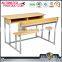 School sets wooden desks /study table bench cheap used double attached adult student desk