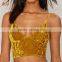 Sexy Plunging Neckline and Longline Silhouette Velvet Bralette Crop Top HSt7468