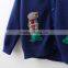 Wholesale navy blue color v neck cotton babies knitting sweater designs