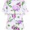 Custom Print Women Floral Print Grey Full Printing Flowers Ladies Pyjama Set Digital Printed Pajama Set
