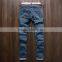 2016Men Biker Skinny Jeans Buttom Side Zipper Knee Protection Elastic Jeans Denim Biker Jeans Pants in Stock Accept Small Order