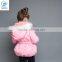 Fashion Design Girls Knock-down Hood Jacket With Lace And Bow Belt Kids Pink Jacket
