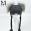 Fashion Children Big Fur Balls Crochet Beanie Hat Winter Double Raccoon Fur Pompons Beanie Hats Double Thickness Hats