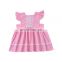 2019 summer fly sleeved Girls lae ruffle Dresses kids pink blue princess bow vest dress