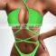 Summer New Sexy Women One Piece Leopard Printed Monokini Bandage Bathing Suit Push Up Padded Bikini Swimsuit Lace Up Swimwear
